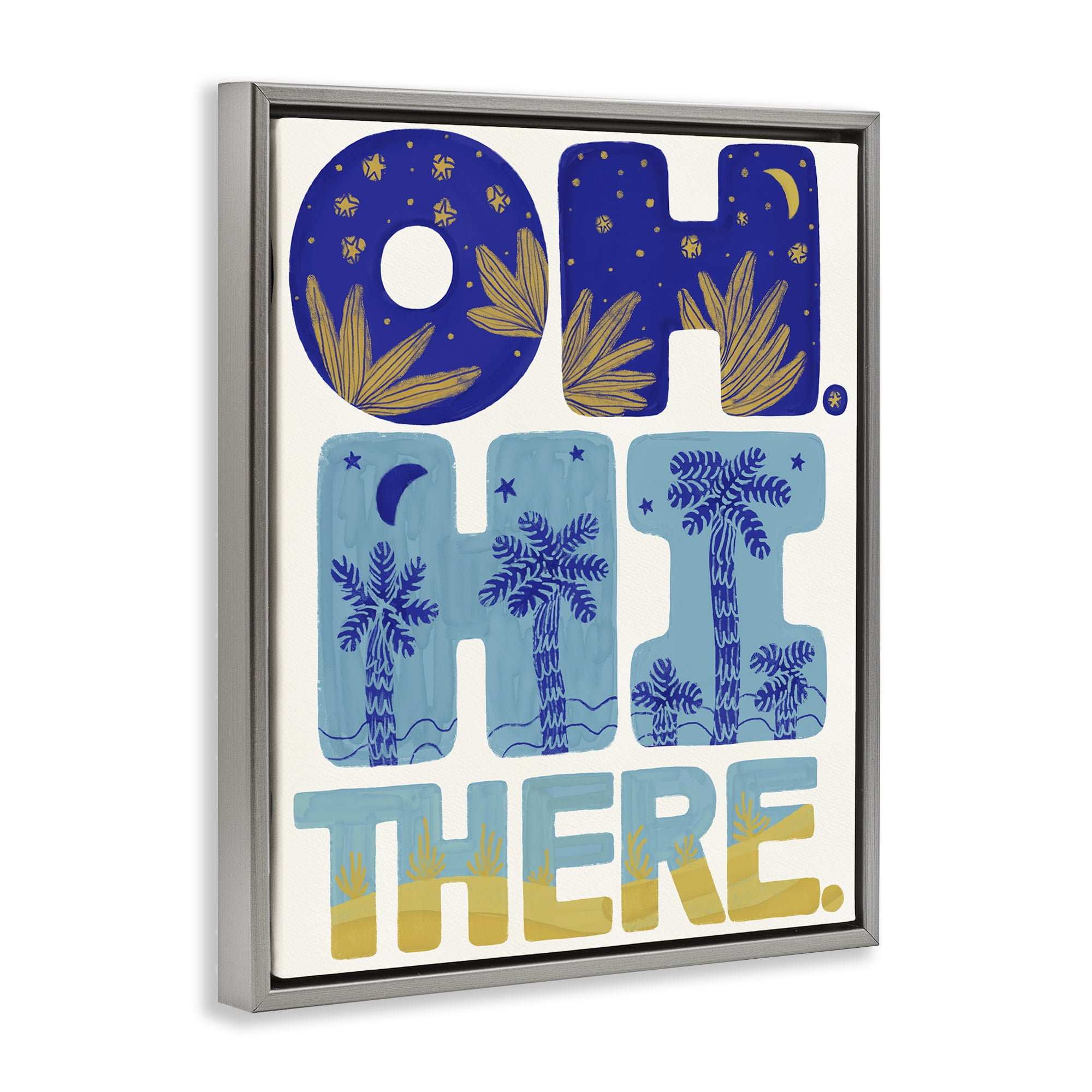 Stupell Industries Oh Hi There Tropical Gray Framed Floater Canvas Wall Art, design by Connie Summers