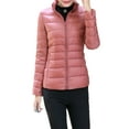 thumbnail image 1 of UKAP Ladies Puffer Jacket Solid Color Coat Stand Up Collar Down Jackets Packable Work Outwear Pink L, 1 of 3