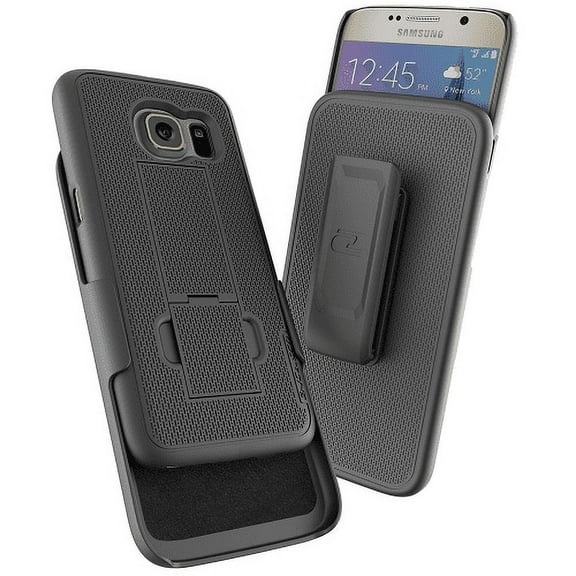 Galaxy S7 Belt Clip Case, Encased DuraCLIP [secure-fit] Holster w/ Slim Cover (Smooth Black)