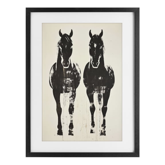 Stupell Industries Rustic Lodge Silhouetted Horse Couple Black Framed Print Under Glass, 14 x 20, by Petals Prints Design