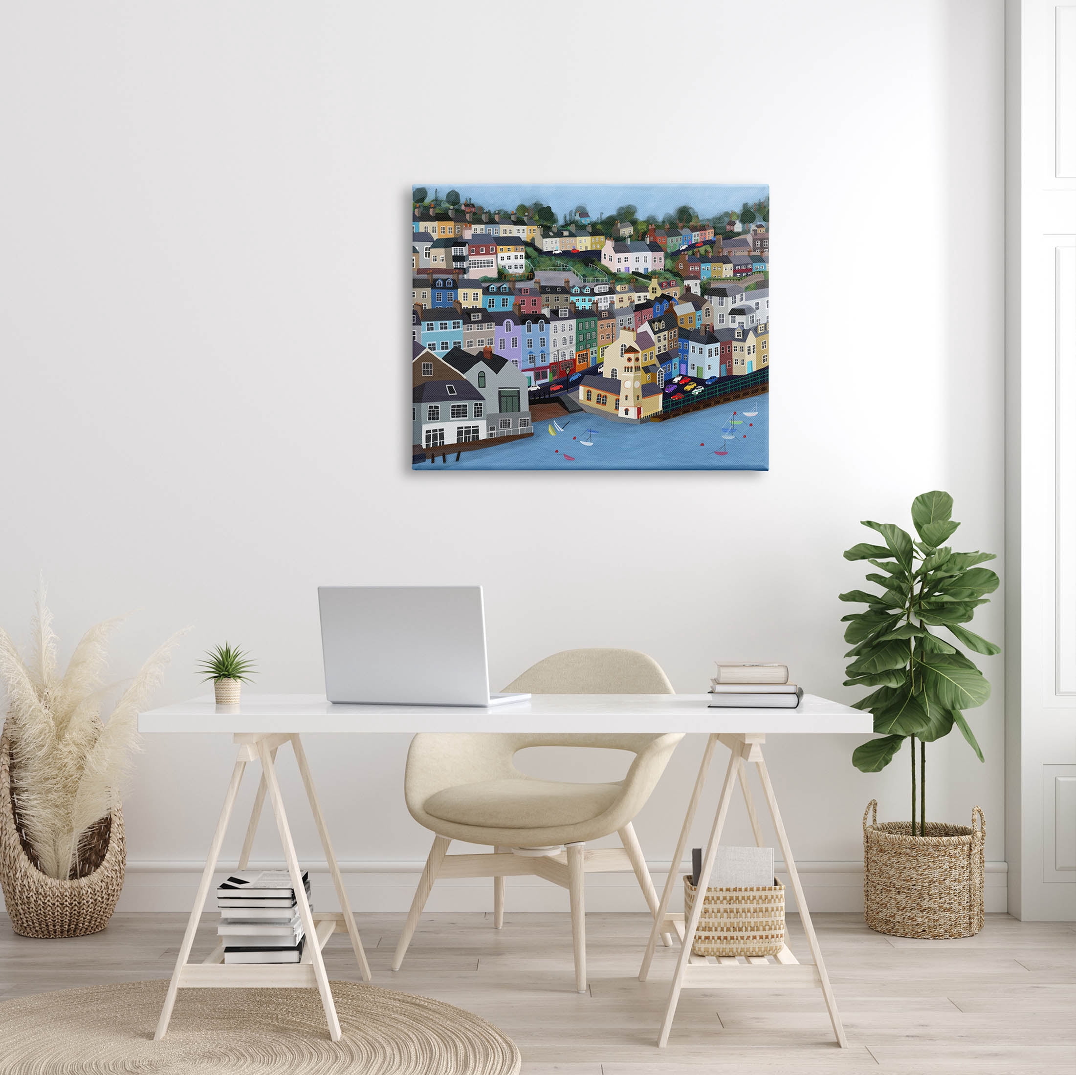 Stupell Industries Seaside City Neighborhood Streets Graphic Art Gallery Wrapped Canvas Print Wall Art, Design by Carla Daly