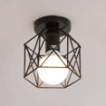 thumbnail image 1 of Lámpara de techo industrial con jaula de metal negra, lámpara de araña de hierro forjado vintage para sala de estar, pasillo, porche o cafetería, 1 of 5