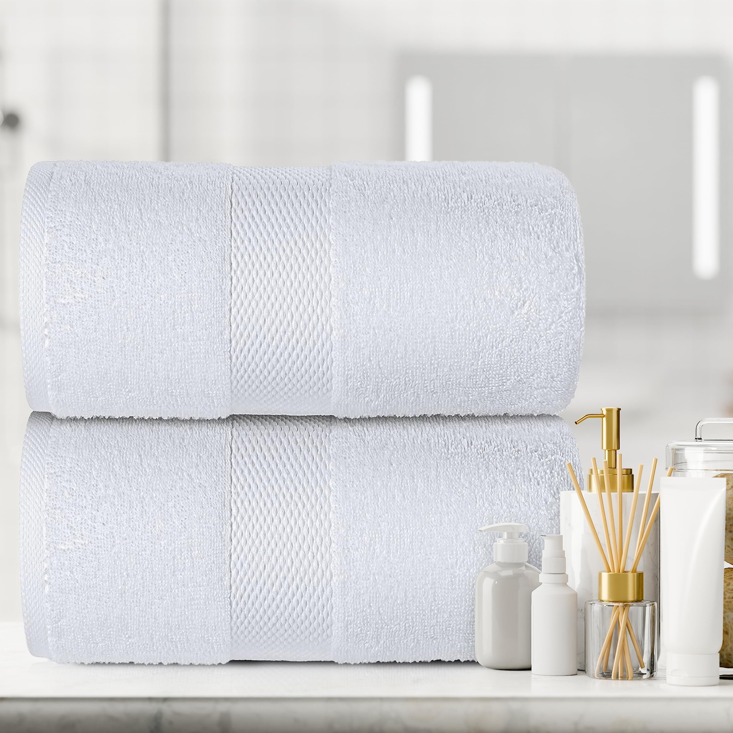 White Classic 650 GSM Bath Sheet Towels, 35" x 70", 2-Pack photo 7