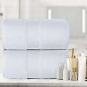 White Classic Hotel Collection 650 Gsm Cotton Bath Sheet Towels, Oversized Bathroom Towels, White, 35 x 70, 2 Pack
