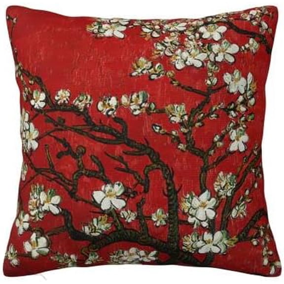 Cherry Blossom Throw Pillow Covers,Japanese Style Velvet Pillowcase Decorative Pillow for Sofa Living Room Bedroom Decor,Velvet Soft Throw Pillow Case Home Decor 18"X18"