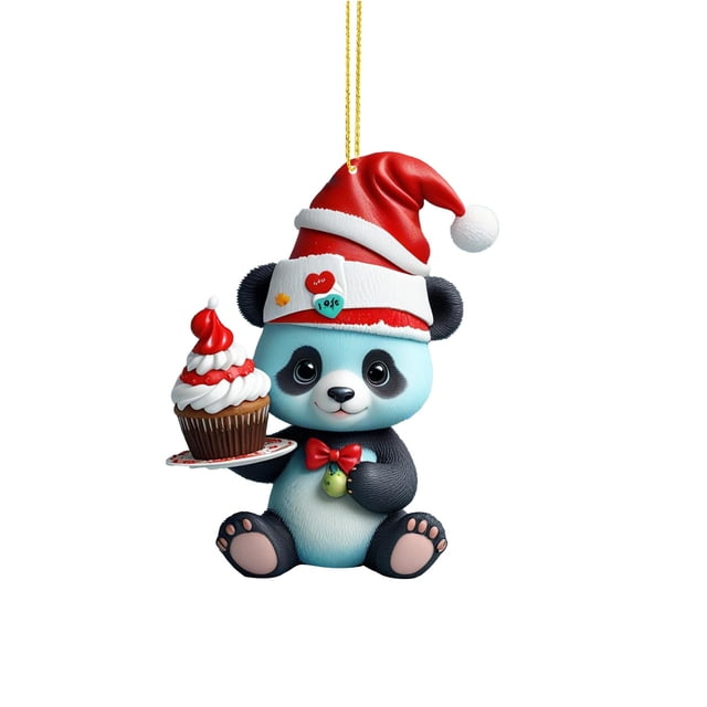 Adorno colgante de acrílico 2D con panda para fiestas navideñas Colgante con animalito bonito