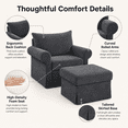 thumbnail image 5 of Aukfa 37.5" Oversized Chenille Accent Chair with Ottoman, Upholstered Armchair with Footrest for Living Room,Gray, 5 of 8