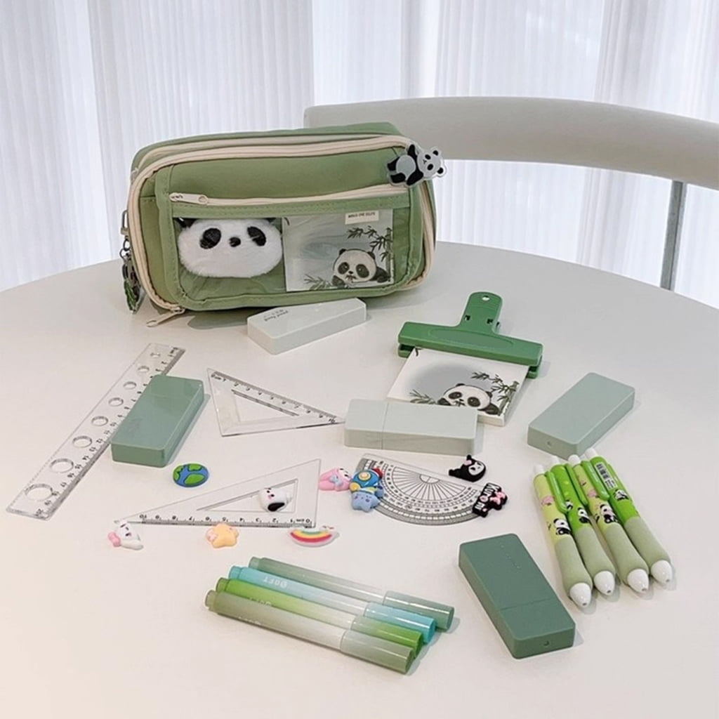 Durabless Canvas Pencil case Set With Stylish Cultural Panda Pattern And Zipper