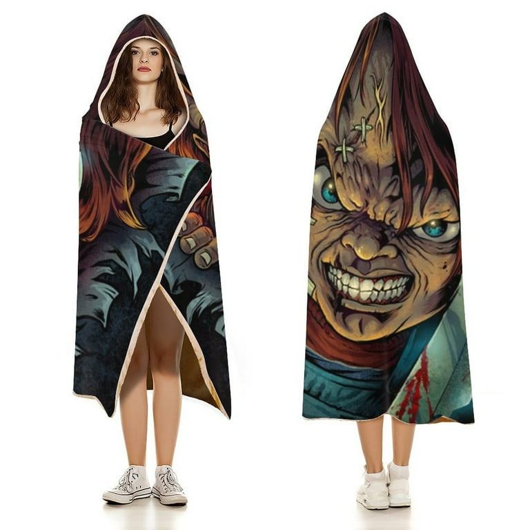 Horror Chucky Blood Soft Wearable Blanket Hoodie Hooded Blanket Warm Decor Gift For Kids Adult For Sofa Bed Office Walmart