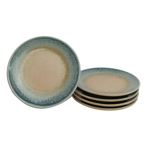 Set Of 5 Blue River Ao Nagashi Round Appetizer Dessert Salad Ceramic Plates 6"D