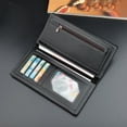 thumbnail image 4 of Fashion Stripe Long Wallet Artificial Leather Solid Color Men Business Open Purse Multiple Card Slots Clutch Bag, 4 of 6