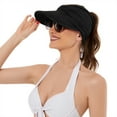 thumbnail image 2 of Zando 2 Pieces Sun Visors for Women UV Protection Sun Hat Stylish Packable Beach Hats with Ponytail Black & White, 2 of 6