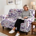 thumbnail image 3 of Garronmavis Purple Butterfly Flowers Recliner Chair Covers 6-Pieces Stretch Large Couch Covers for 2 Seats Reclining Slipcovers with Elastic Bottom Protector for Dogs Cats Easy to Install, 3 of 7