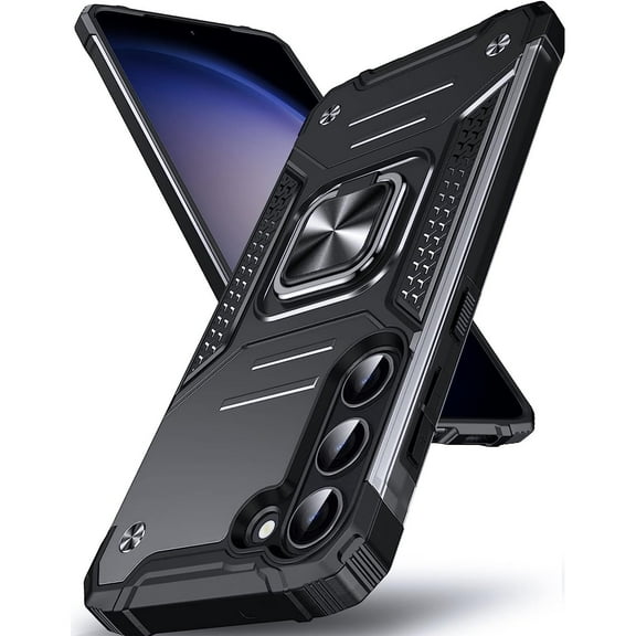 Robust Series Hybrid Case with Ring Grip for Samsung Galaxy S23 Plus - Black