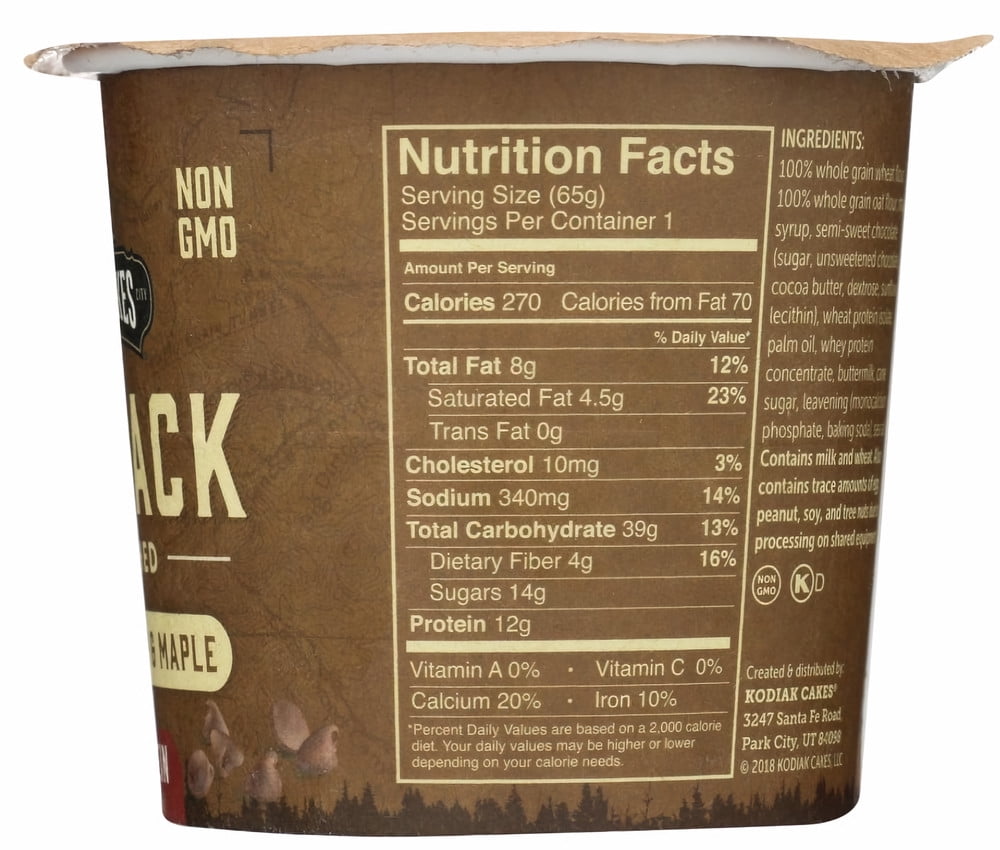 Kodiak Cakes Flapjack Unleashed, Chocolate Chip & Maple Cup, 2.29 oz (Pack of 3)