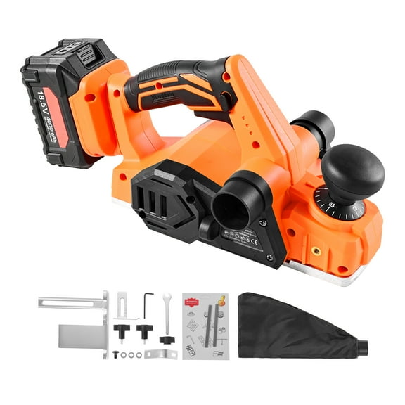 KFFKFF Cordless Handheld Planer, 3-1/4-Inch Cutting Width, 15000 RPM Electric Wood Planer with 4.0 Ah 18V Lithium Battery, Brushless Motor, Adjustable Depth Settings, Dust Bag, Ideal for Woodworking