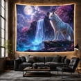 thumbnail image 6 of White Wolf Under Full Moon Waterfall & Cherry Blossoms Mystical Fantasy Art for Wildlife Lovers, Forest Decor Housewarming Gift Tapestry Wall Hanging for Bedroom & Living Room, 6 of 7