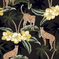 MuralsPrint Cheetah, Yellow Tropical Hibiscus Removable Wallpaper, Peel and Stick Floral Wallpaper, Roll Lenght 10'L x 24''W
