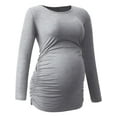 thumbnail image 4 of Yawrut Womens Maternity Long Sleeve Tshirt Classic Side Ruched Tee Top Mama Pregnancy Clothes, 4 of 5