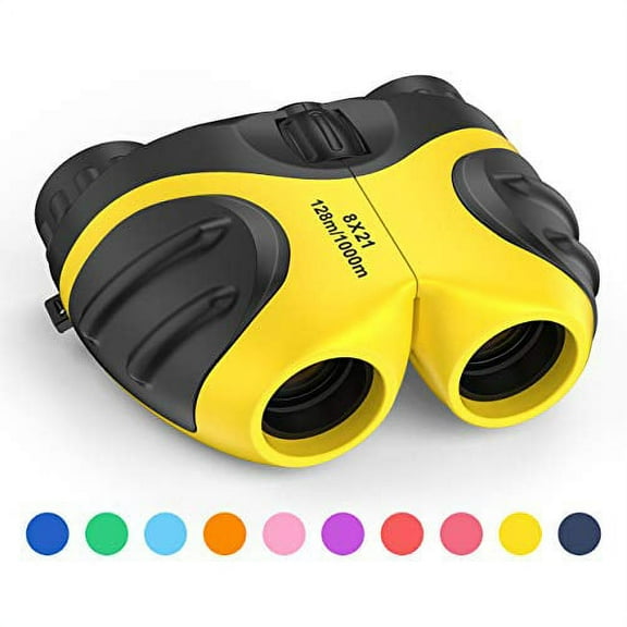 LET'S GO! Binoculars for Kids Outdoor Toys for 3-12 Years Old Kids, 8X21 High Resolution Compact Waterproof Bird Watching Foldable Binocular Perfect for Travel,Camping,Hiking,Birthday Xmas(Yellow)