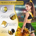 thumbnail image 3 of Set of 3 12 Inch Cheerleading Pom Poms and Large Cheerleader Ponytail Bow Holder for Girl Large Metallic Cheerleader Pom Poms for Sports Team Cheering (Gold and Black), 3 of 6