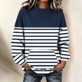 thumbnail image 6 of Yutgune Women's Striped Sweatshirt Long Sleeve Mock Neck Pullover Casual Relaxed Fit Top, 6 of 8