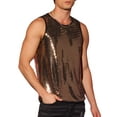 thumbnail image 4 of INSPIRE CHIC Men's Tops Sequin Crew Neck Sleeveless Metallic Tank Top L Golden, 4 of 6