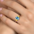 thumbnail image 4 of Gem Stone King 18K Rose Gold Plated Silver Swiss Blue Topaz and Yellow Sapphire Engagement Ring for Women | 2.97 Cttw | Oval Checkerboard 9X7MM | Gemstone November Birthstone | Size 5, 4 of 6