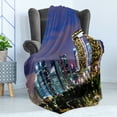 thumbnail image 4 of Travel Soft Flannel Fleece Throw Blanket, Singapore Cityscape at the Night Modern Architecture Urban Life East Landmark, Cozy Plush for Indoor and Outdoor Use, 70" x 90", Multicolor, by Ambesonne, 4 of 5