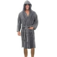 thumbnail image 1 of Innerwin Bath Robes Hoodie Men's Wrap Robe Winter Long Sleeve Soft Dressing Gown Gray L, 1 of 3