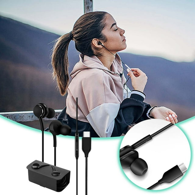 Klonfd Wired Headphones In Ear Type C Digital Headset Online Control Note10 Subwoofer Call Earbuds