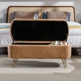 thumbnail image 5 of Syngar Entryway Bench with Storage for Bedroom, Living Room, and End of Bed, Faux Fur Ottoman Foot Rest with Storage,Upholstered Bench with Storage with Metal Leg,Camel, 5 of 12