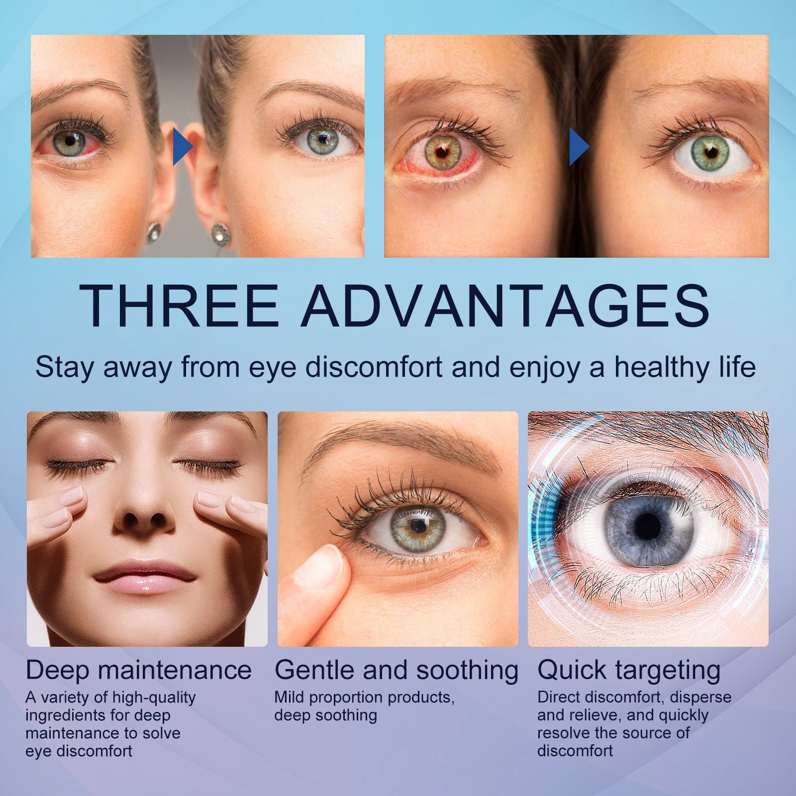 Alvantor Moisturizing Eye Drops for Eye Strain Focus Near Vision Relief Refreshing Smooth Daily Use, 10pcs