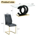 thumbnail image 3 of LUFTUT 7-Piece Glass Dining Table Set for 6, 63" Modern Rectangular Kitchen Table with Black OC-Shape Base & Gold Finish, Contemporary Dinner Set with 6 Black PU Loop Base Chairs, 3 of 7