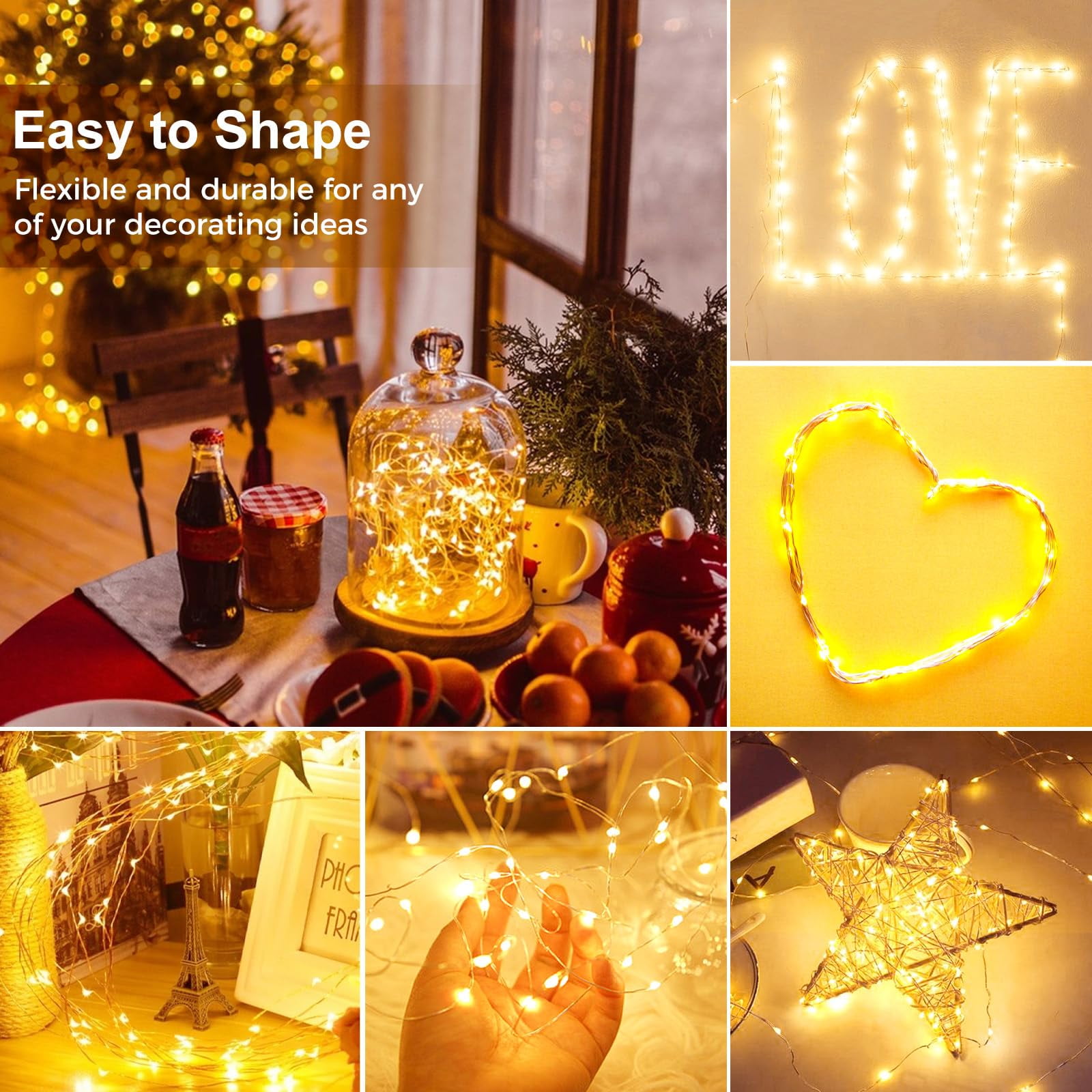 20 Pack Battery Operated Fairy Lights 7ft 20LED with 3 Modes, Waterproof Twinkle Lights for Mason Jars Wedding Centerpieces DIY Christmas Decor, Yellow