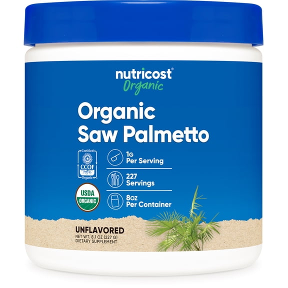 Nutricost Organic Saw Palmetto Powder 8 oz - Certified USDA Organic Saw Palmetto Supplement