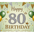 thumbnail image 3 of Glittery 80th Birthday Backdrop Banner with Balloons Stars and Crown Party Decorations for Birthday Party Photography Props and Home Decorations, 3 of 7