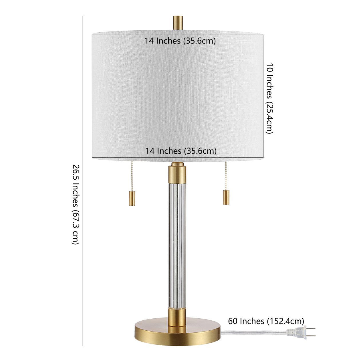 SAFAVIEH Bixby 26.5 in. Glam Metal Table Lamp, Brass
