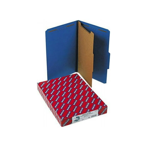 Smead 18732 Pressboard Classification Folders, Legal, Four-Section, Dark Blue, 10/Box