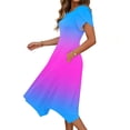 thumbnail image 3 of Hvot&aat Womens Summer Fashion A-Line Midi Dresses Flowy Irregular Skirt Cap Sleeve Dress Gradient Beach Sundress, 3 of 5