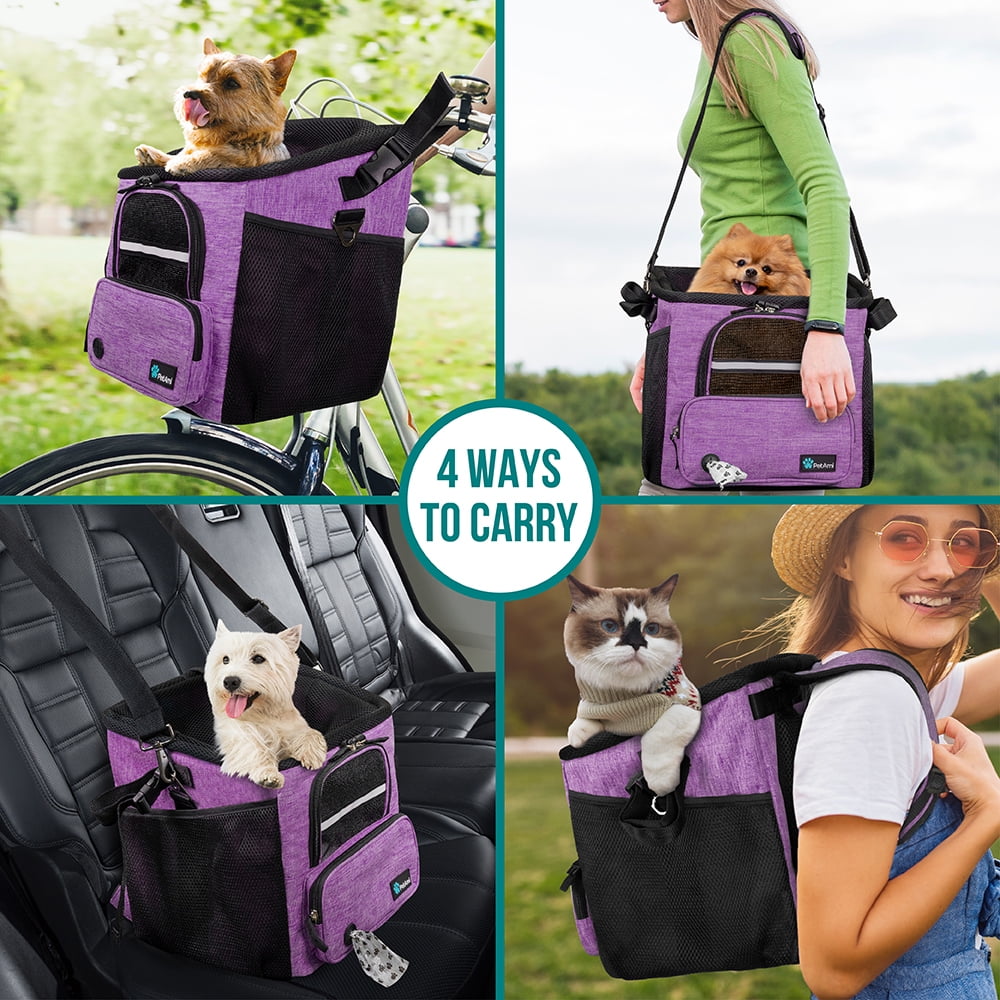 PetAmi 4-in-1 Small Backpack Carrier, Purple, 18 lb Limit