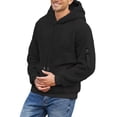 thumbnail image 2 of yuCgh Men's Fuzzy Fleece Hoodie, Oversized Cozy Warm Hooded Sweatshirt with Pocket, Winter Outerwear Pullover for Cold Weather Comfort and Style,Black L, 2 of 6