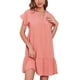 thumbnail image 2 of SAYOO Vestido de manga corta para mujer, vestido de ajuste holgado con dobladillo con volantes y cuello en V de color sólido, ropa informal simple y elegante de una pieza SAYOO  S M L XL XXL, 2 of 8
