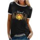 thumbnail image 1 of Camiseta holgada cómoda debajo de la cintura con cuello redondo y estampado elegante para mujer, blusa de manga corta, Tops informales OAVQHLG3B Store lin121212, 1 of 5