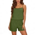 thumbnail image 2 of Bloomae Women's Summer Linen 2 Piece Outfits Loose Sleeveless Adjustable Spaghetti Strap Tank Tops and Shorts Set with Pockets Matching Loungewear Army Green M, 2 of 8