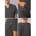 thumbnail image 4 of Adar Addition Scrubs for Men - Modern Multi Pocket V-Neck Scrub Top - A6010 - Pewter - M, 4 of 8