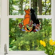 River of Goods Stained Glass Cats in the Garden Window Panel