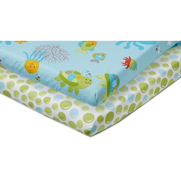 NoJo Little Bedding 2 Count Crib Sheet Set, Ocean Dreams