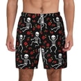 thumbnail image 3 of Uemuo Skeleton with Roses Pattern Mens Swim Trunks Quick Dry Board Shorts with Mesh Lining, Stretch Beach Shorts Quick Dry No-Chafing Board Shorts-X-Large, 3 of 9