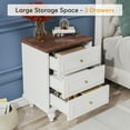 thumbnail image 2 of 3-Drawer White Nightstand Bedside Table with Solid Wood Legs, 2 of 7